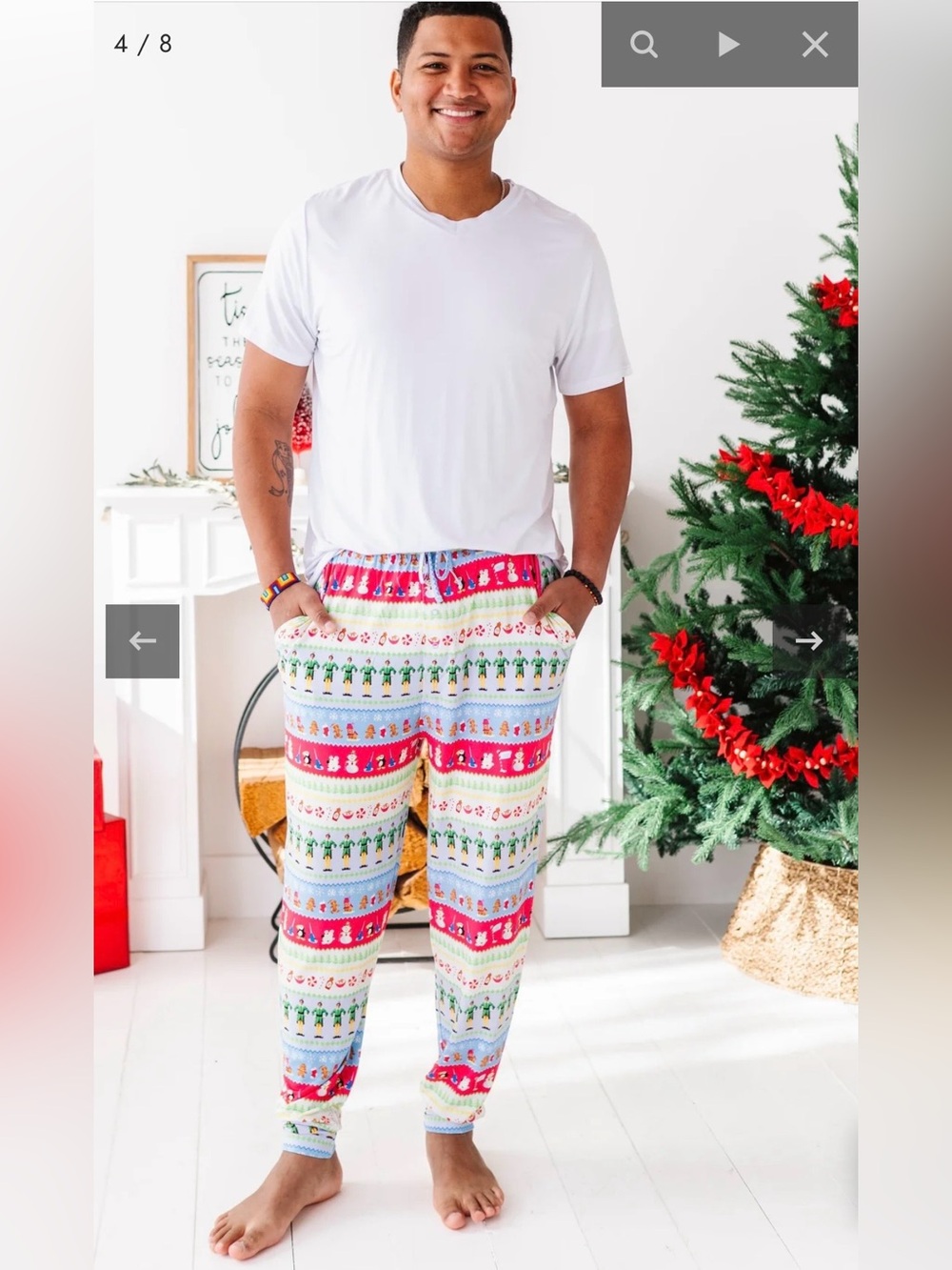 Bums & Roses The Elf Fair Isle Winter Wonderland Men’s Pajama Pants Size XL